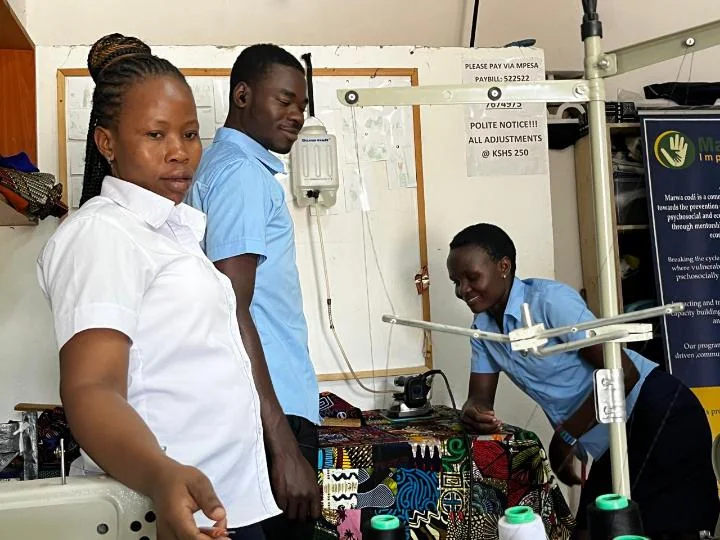 Trainee at a sewing machine during a MARWACODI tailoring session